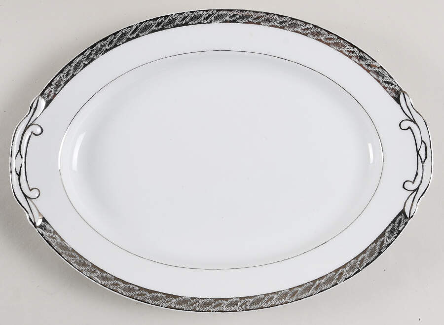 Silver Lichen 12" Oval Serving Platter by Fukagawa-1