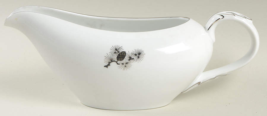 Silver Pine Gravy Boat by Fukagawa-1