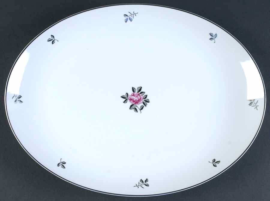 Silver Rose 12" Oval Serving Platter by Fukagawa-1