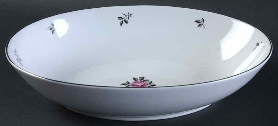 Silver Rose 10" Oval Vegetable Bowl by Fukagawa-1