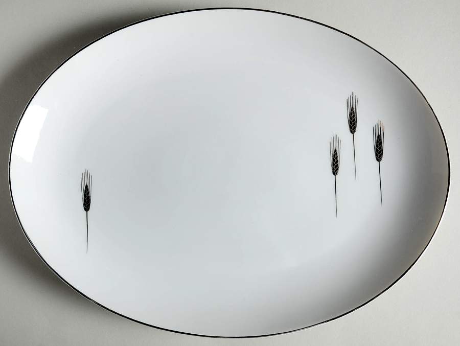 Simple Wheat 12" Oval Serving Platter by Fukagawa-1