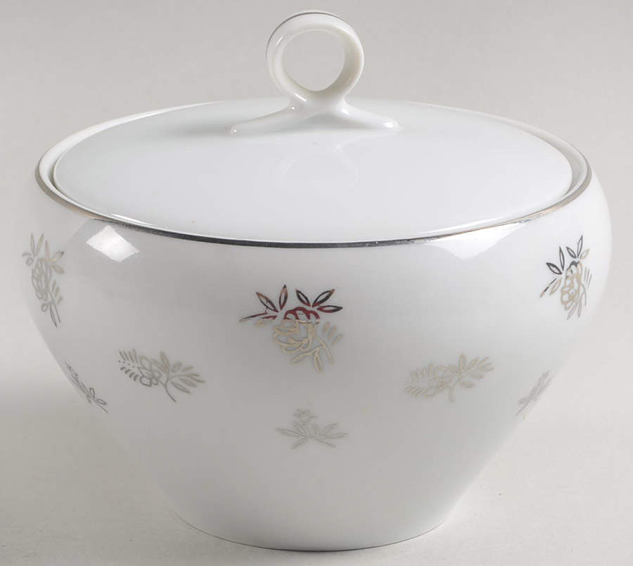 White Rose Sugar Bowl & Lid by Fukagawa-1