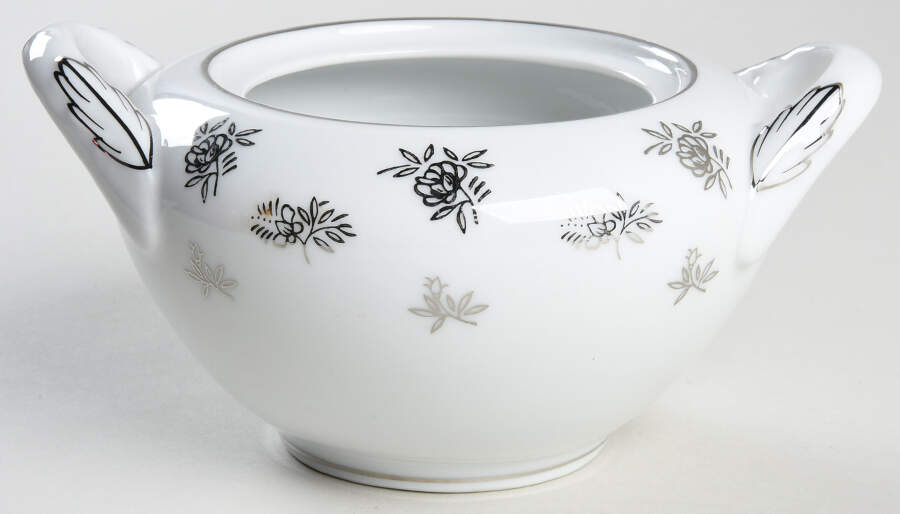 White Rose Sugar Bowl No Lid by Fukagawa-1