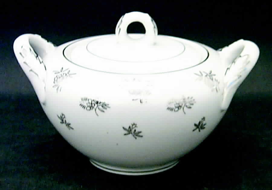 White Rose Sugar Bowl & Lid by Fukagawa-1
