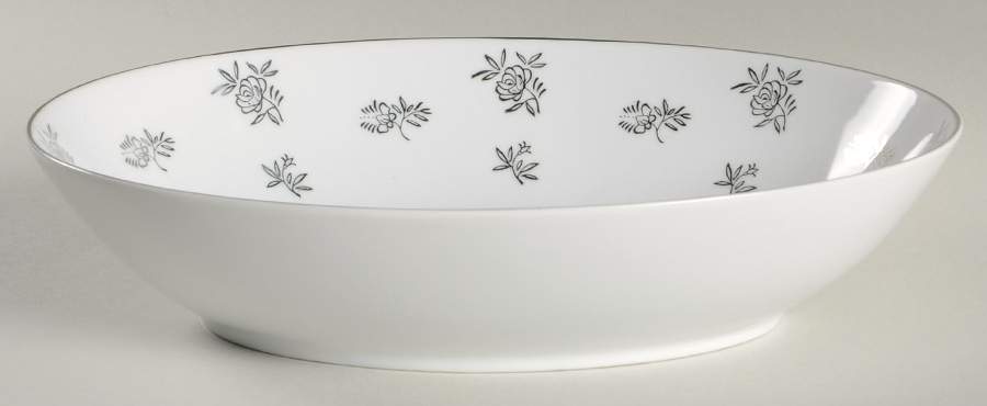 White Rose 10" Oval Vegetable Bowl by Fukagawa-1