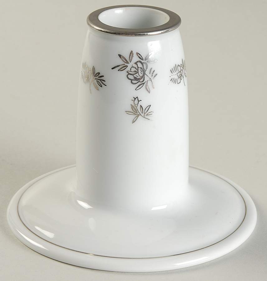 White Rose Single Light Candlestick by Fukagawa-1