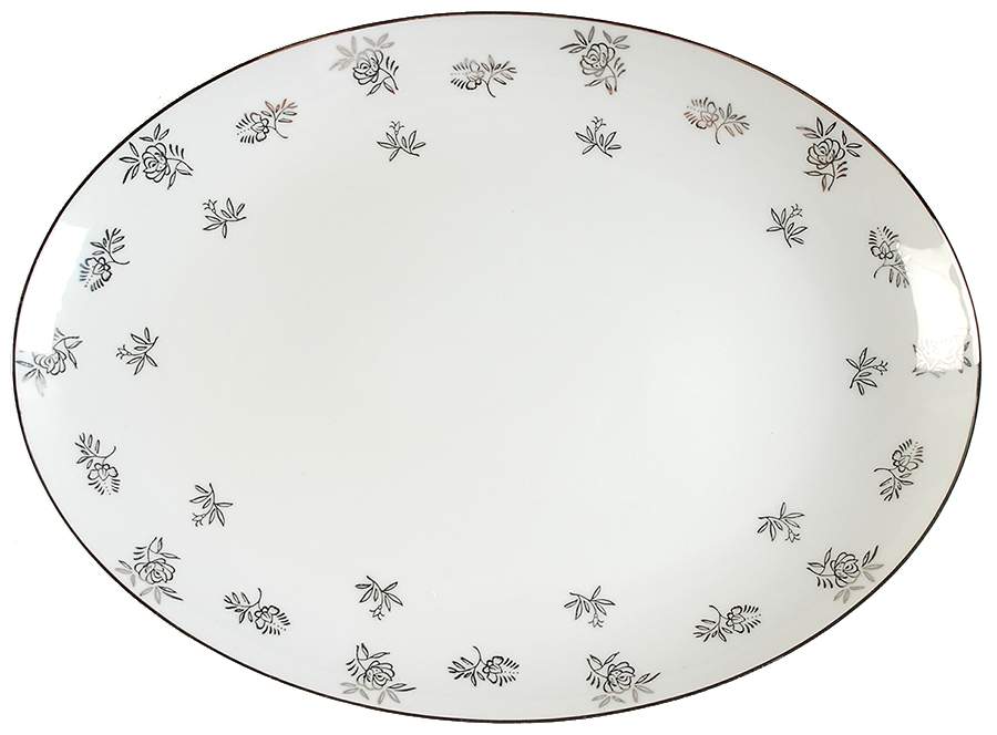 White Rose 12" Oval Serving Platter by Fukagawa-1