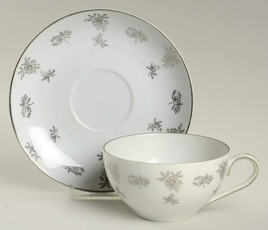 White Rose Flat Cup & Saucer Set by Fukagawa-1