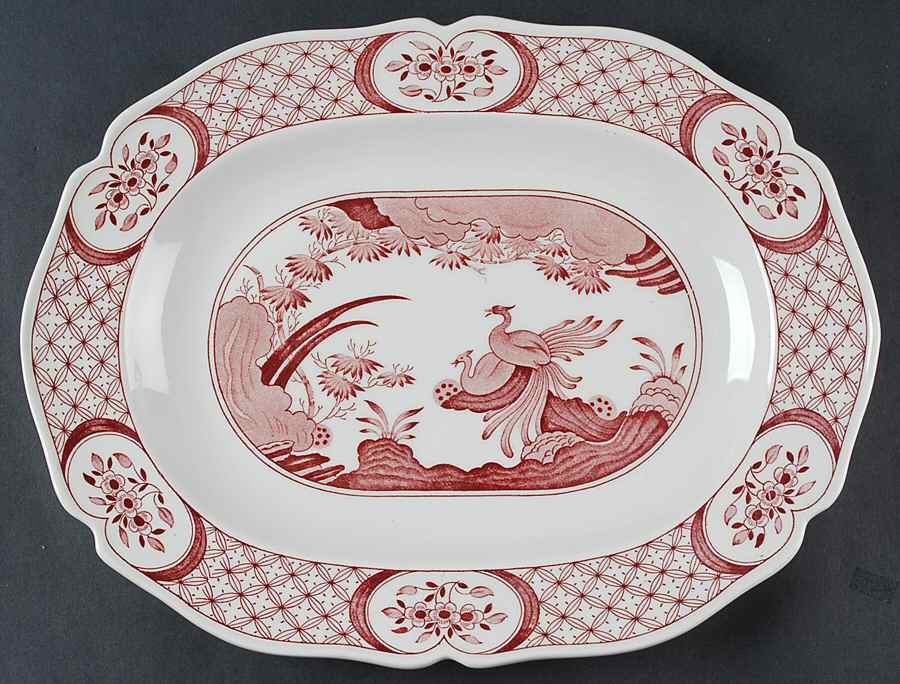 Old Chelsea Pink 14" Oval Serving Platter by Furnivals-1