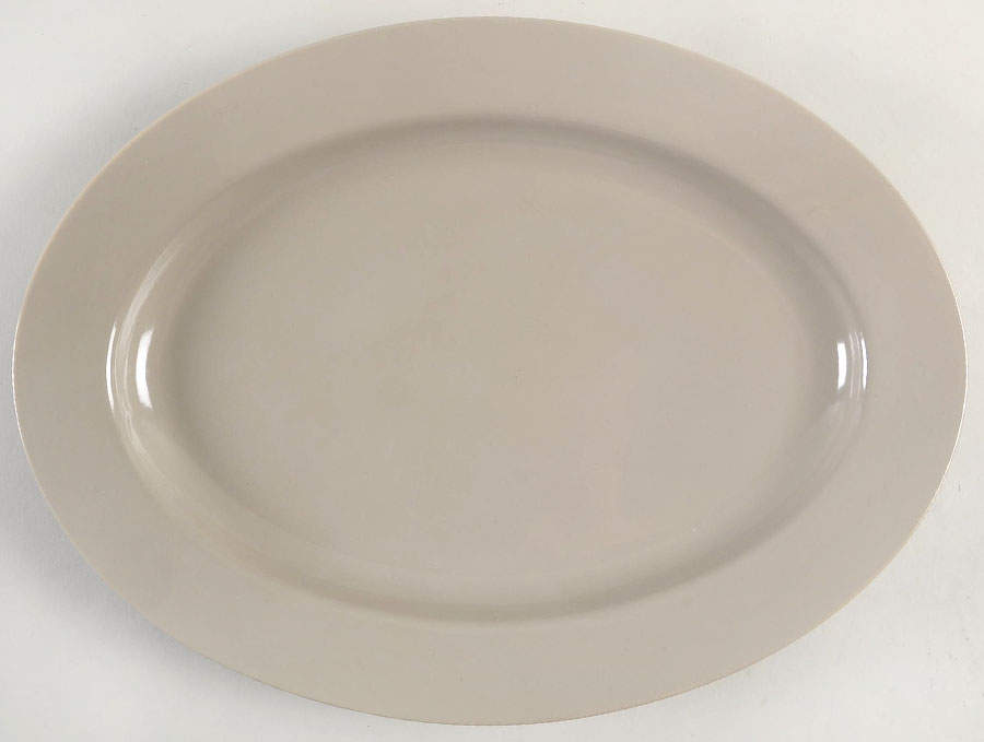 Total Color Spectrum Greige-Beige (Gray, Round) 14" Oval Serving Platter by Fitz and Floyd-1