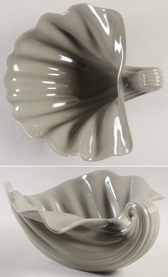 Total Color Spectrum Greige-Beige (Gray, Round) 8" Shell Shaped Bowl by Fitz and Floyd-1