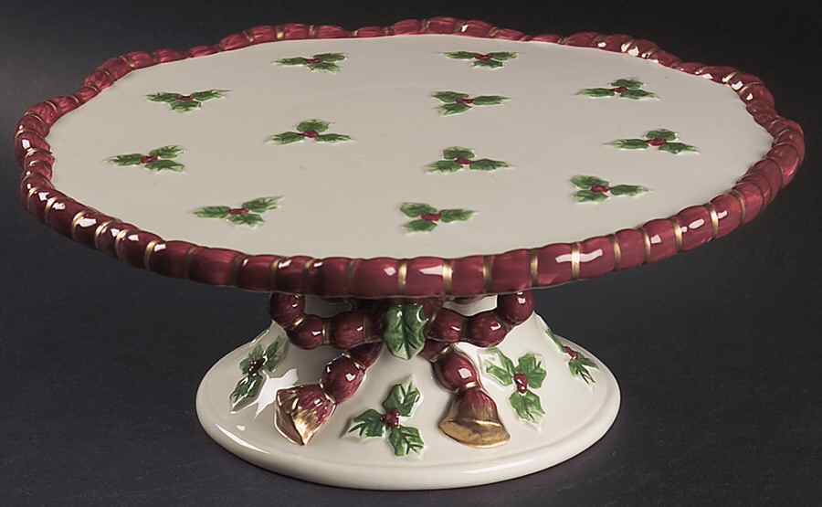 Old World Santa 10" Diameter Pedestal Cake Stand by Fitz and Floyd-1