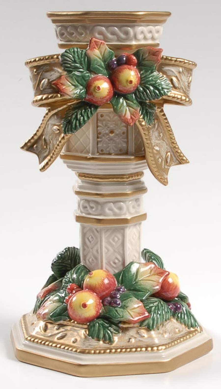 Snowy Woods 8" Tall Candlestick by Fitz and Floyd-1