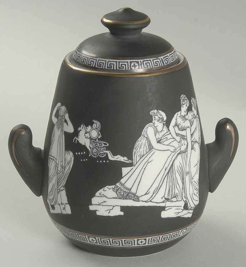 Old Greek Sugar Bowl & Lid by F & R Pratt-1