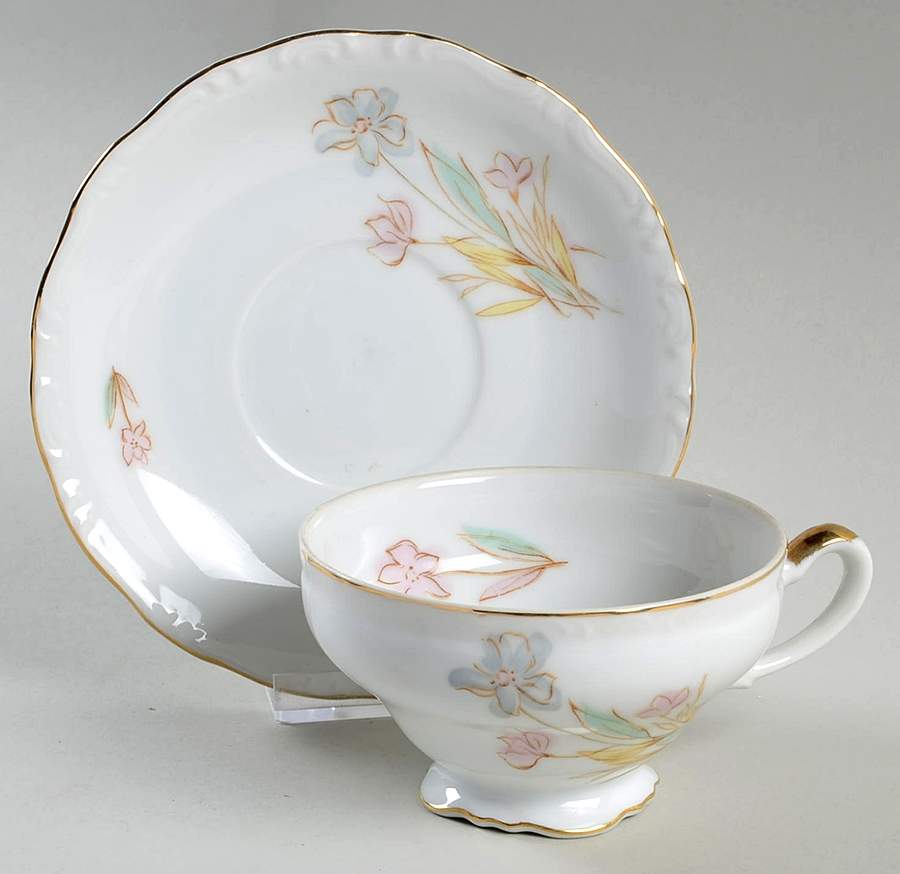 Wild Flower Footed Cup & Saucer Set by Fine China of Japan-1