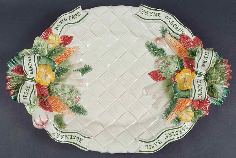 Herb Garden 17" Oval Serving Platter by Fitz and Floyd-1