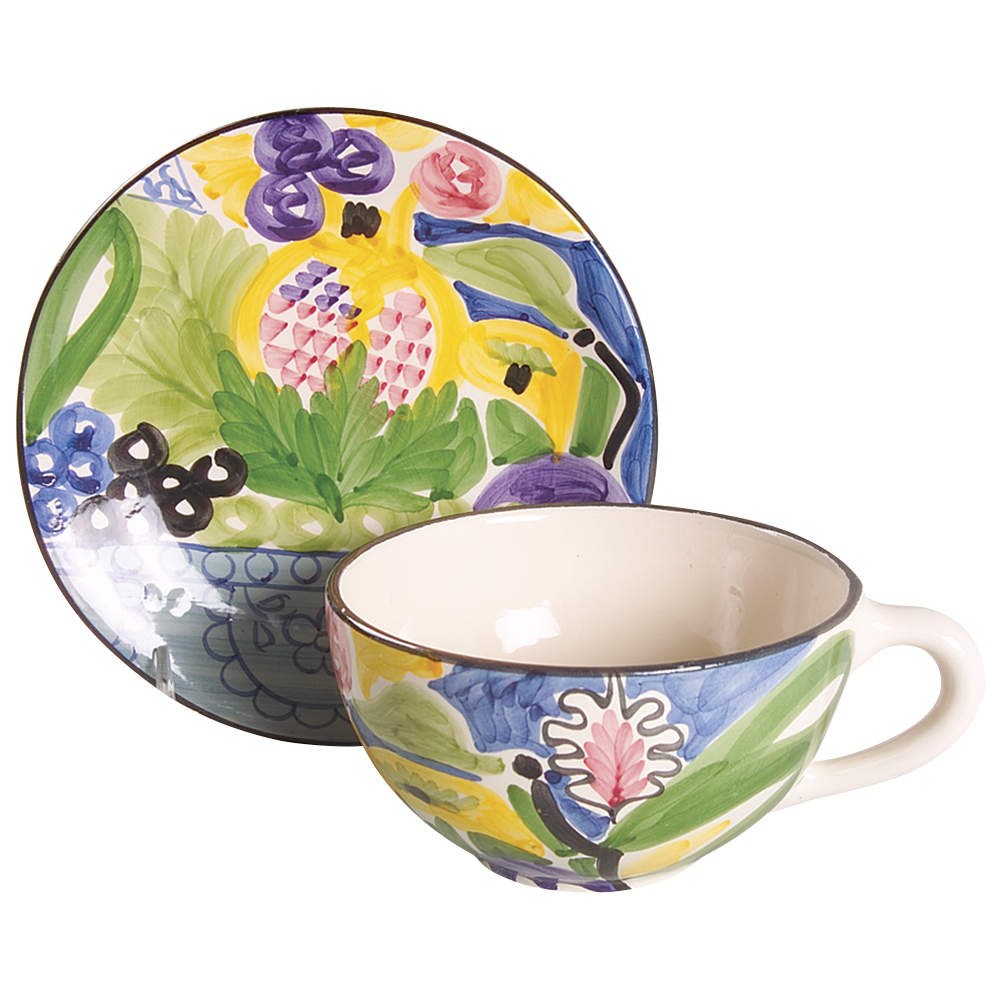 Martinique Flat Cup & Bread & Butter Plate/Saucer Set by Favanol (Portugal)-1