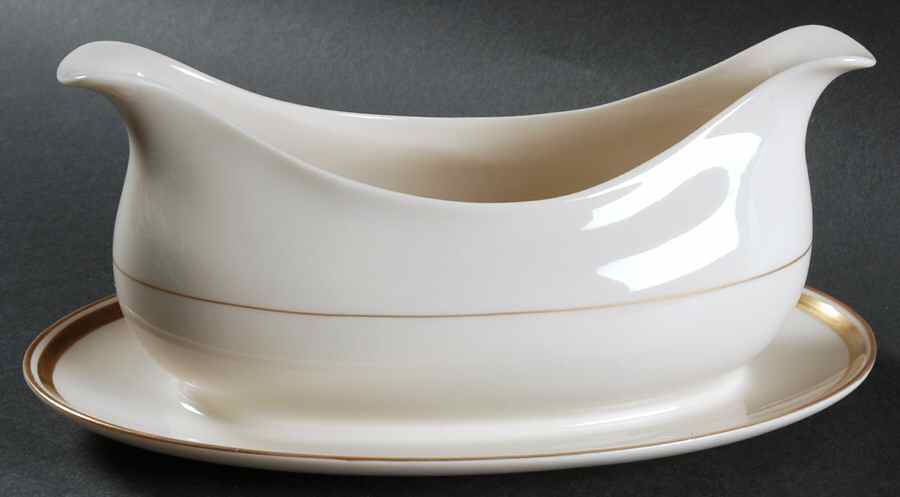 Gold Band (301 Redondo Rim) Gravy Boat with Attached Underplate by Franciscan-1