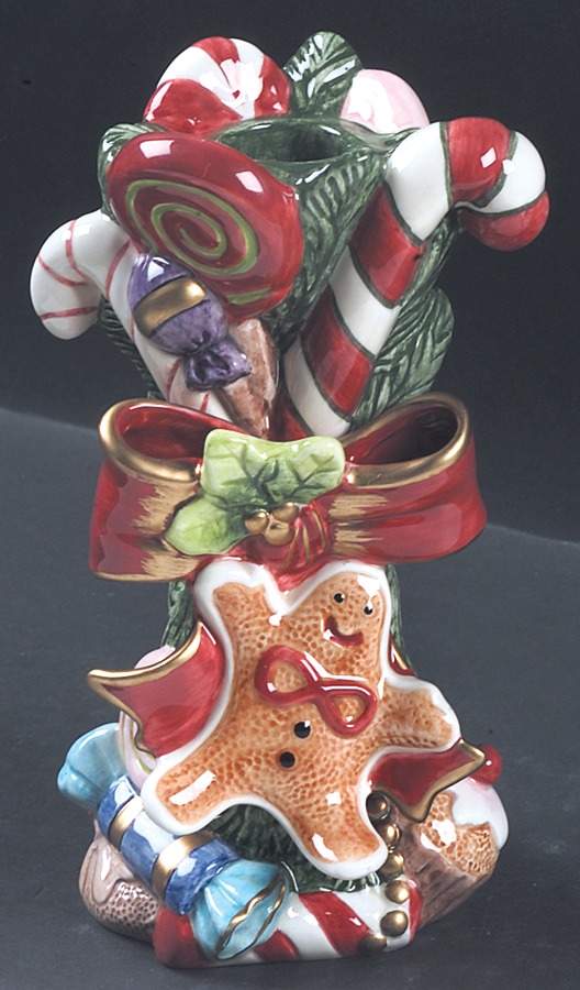 Sugar Plum Christmas 6" Candlestick by Fitz and Floyd-1