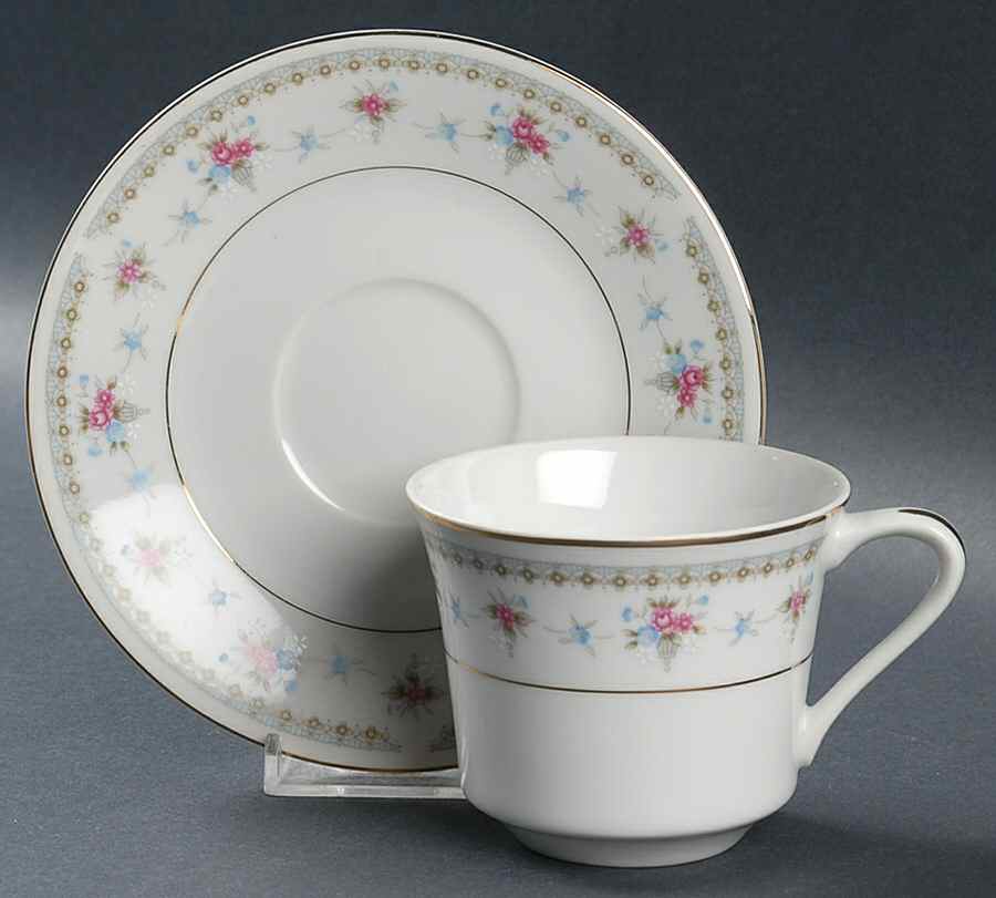 Heather (Gold Trim) Flat Cup & Saucer Set by Fine China of Japan-1