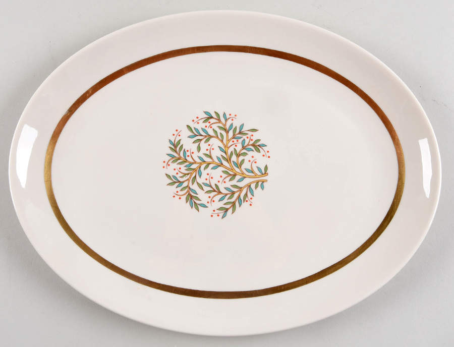 Fremont (Gold Trim) 12" Oval Serving Platter by Franciscan-1