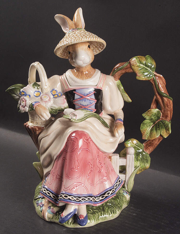 Old World Rabbits Teapot & Lid by Fitz and Floyd-1
