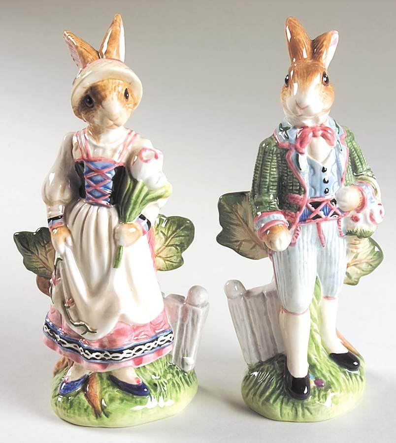 Old World Rabbits Figural Salt & Pepper Set by Fitz and Floyd-1