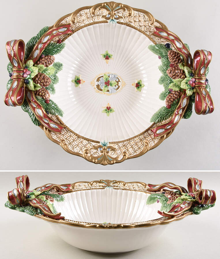 Florentine Christmas (Giftware) Centerpiece/Console Bowl by Fitz and Floyd-1