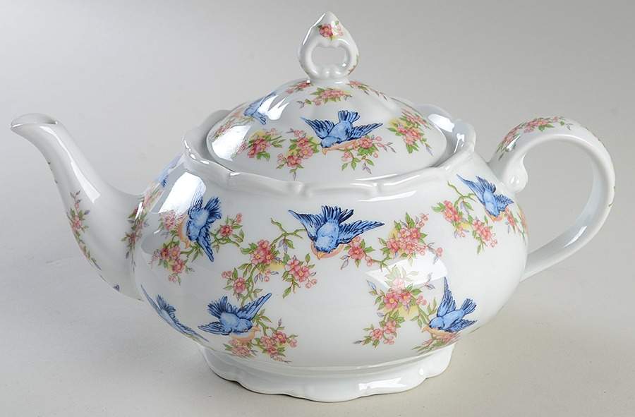 Bluebird (Matthew 6:26) Teapot & Lid by Furnari's-1