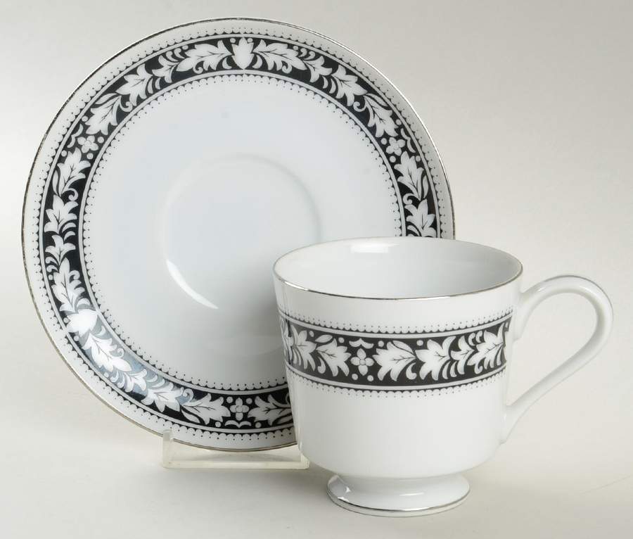 Evening Footed Cup & Saucer Set by Fashion Manor-1