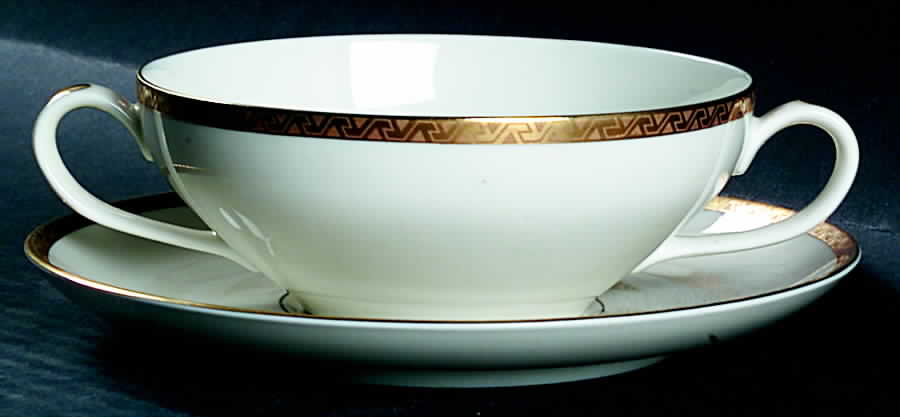 FEB4 Flat Cream Soup Bowl & Saucer Set by Fein Bayreuth-1