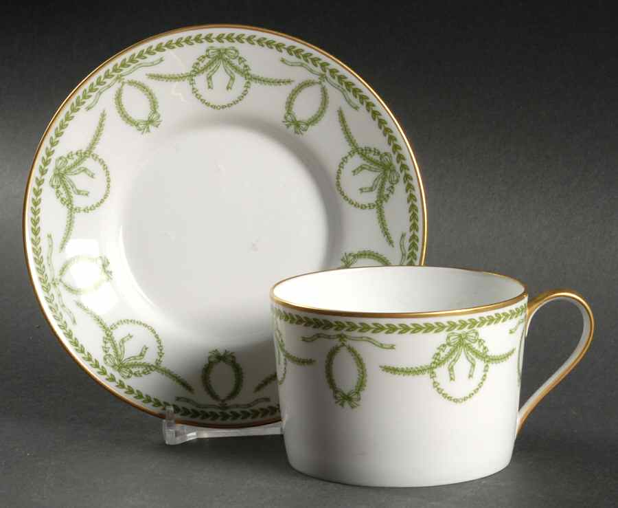 Cheverny Green Flat Cup & Saucer Set by Faberge-1