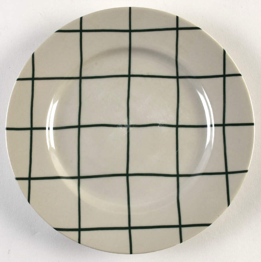 Windowpane (Green Stripes on Taupe) Salad Plate by Fitz and Floyd-1