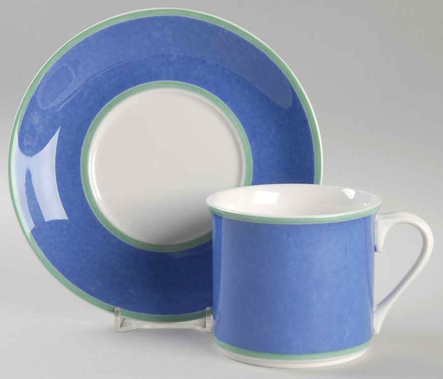 Correlations Blue Flat Cup & Saucer Set by Fitz and Floyd-1