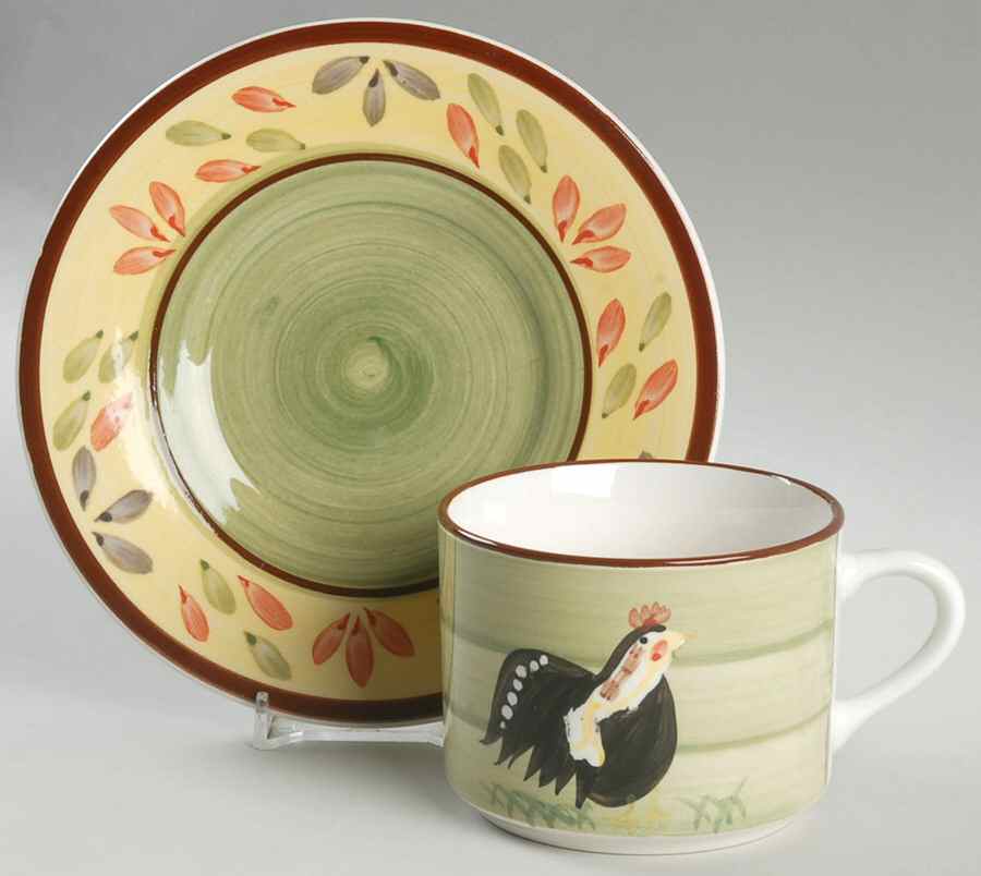 Indiana Rooster Flat Cup & Saucer Set by Farberware-1