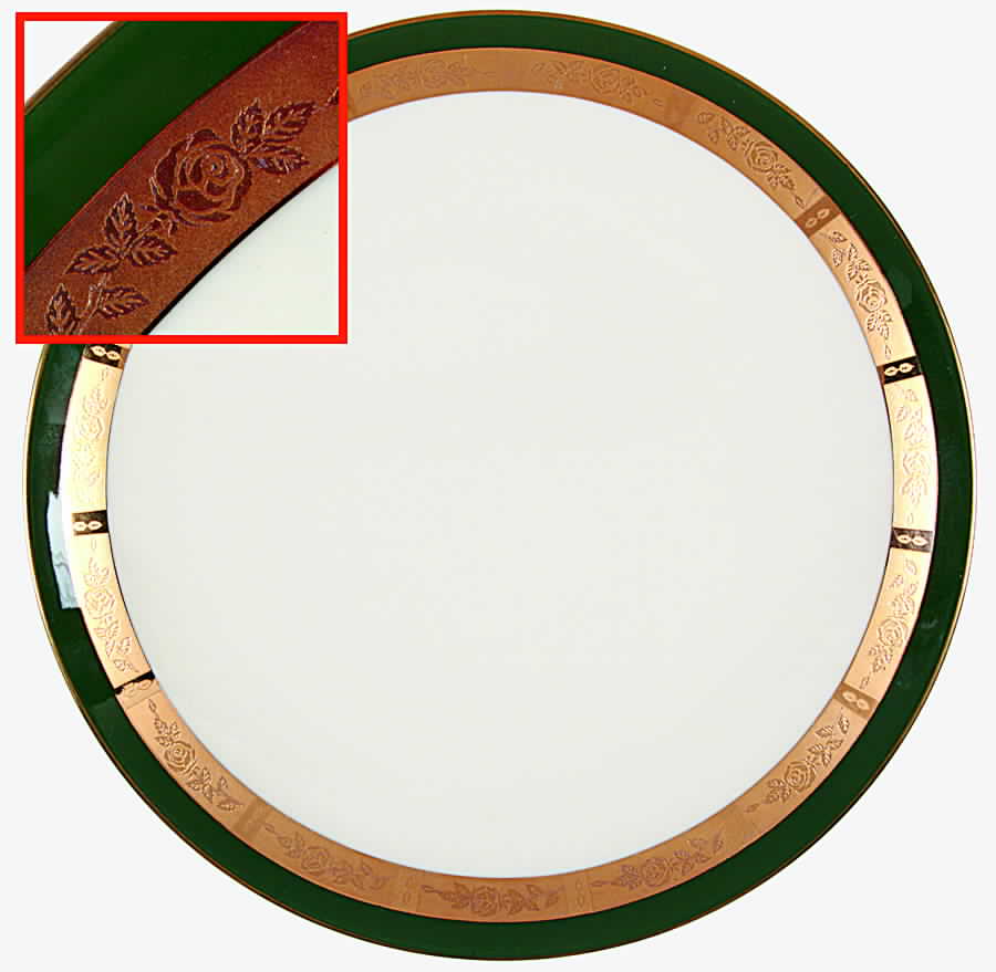 Georgian Rose Spanish Green (Coupe) Dinner Plate by Flintridge-1