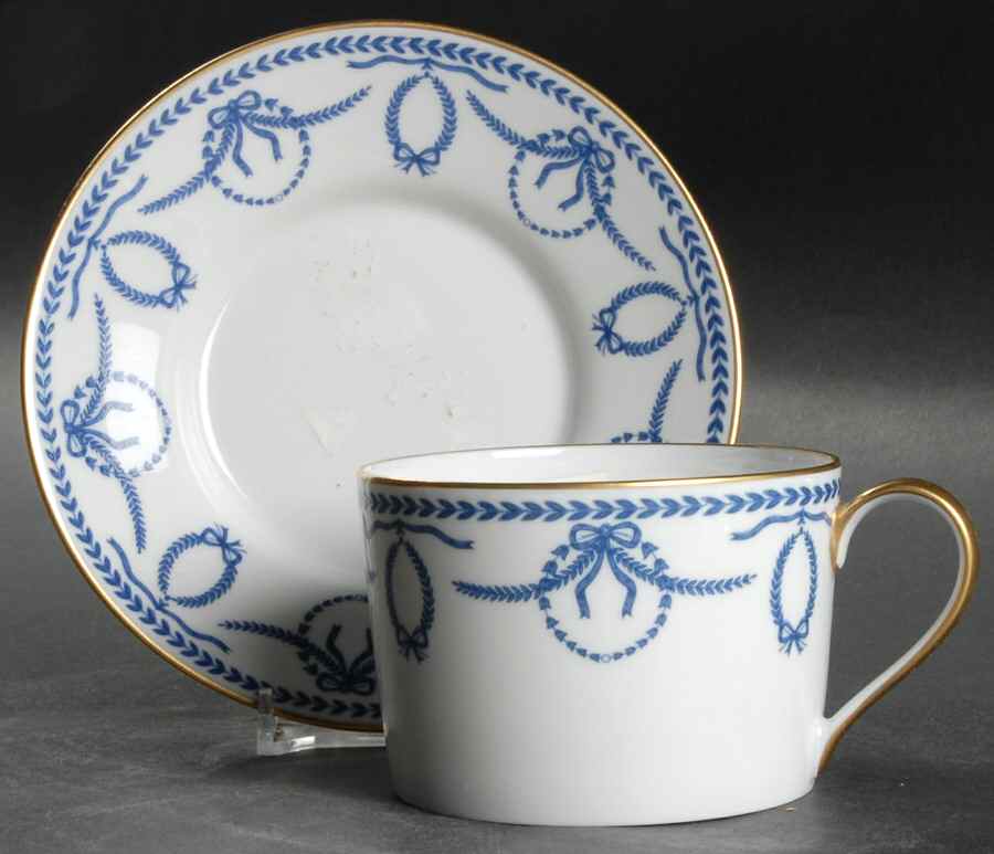 Cheverny Blue Flat Cup & Saucer Set by Faberge-1
