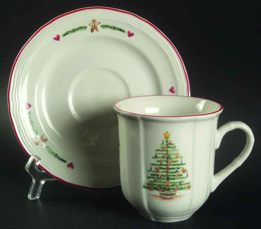 Gingerbread Tree Flat Cup & Saucer Set by Farberware-1