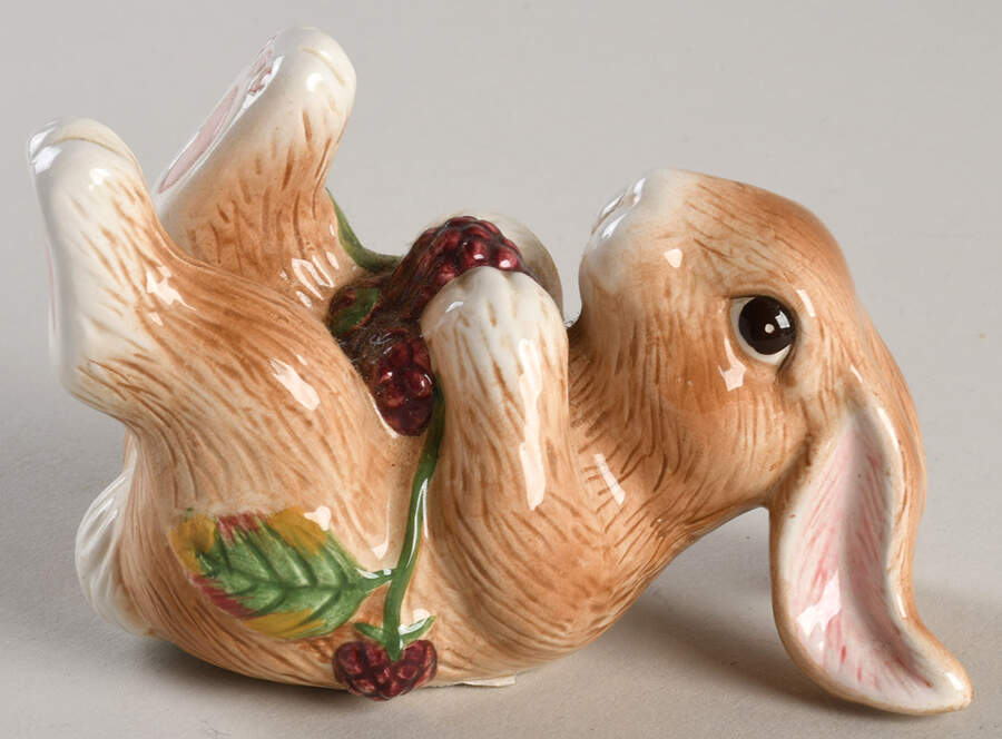 Blackberry Rabbit On Back Tumbling Rabbit Figurine by Fitz and Floyd-1