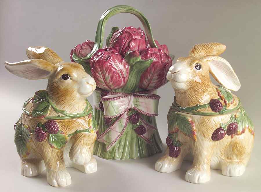 Blackberry Rabbit 3 Piece Rabbit Canister Set by Fitz and Floyd-1