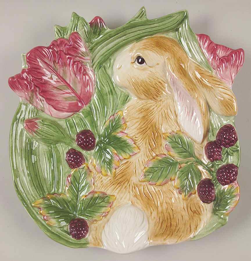 Blackberry Rabbit Figural Canape Plate by Fitz and Floyd-1