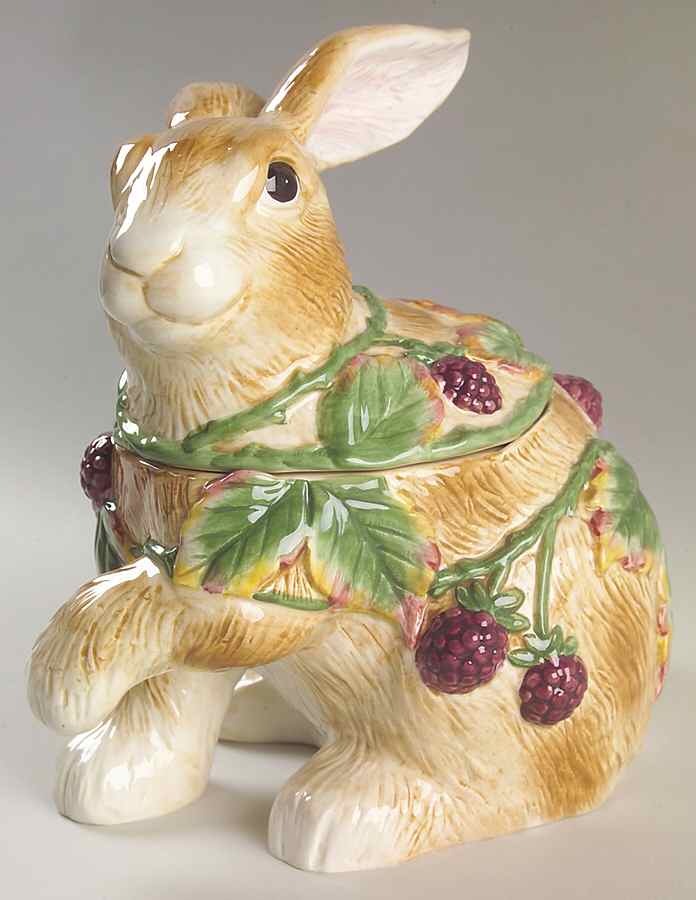 Blackberry Rabbit Rabbit Canister & Lid by Fitz and Floyd-1