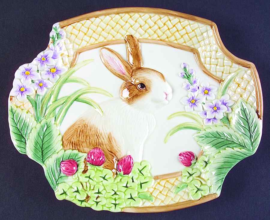 Botanical Bunny Canape Plate by Fitz and Floyd-1