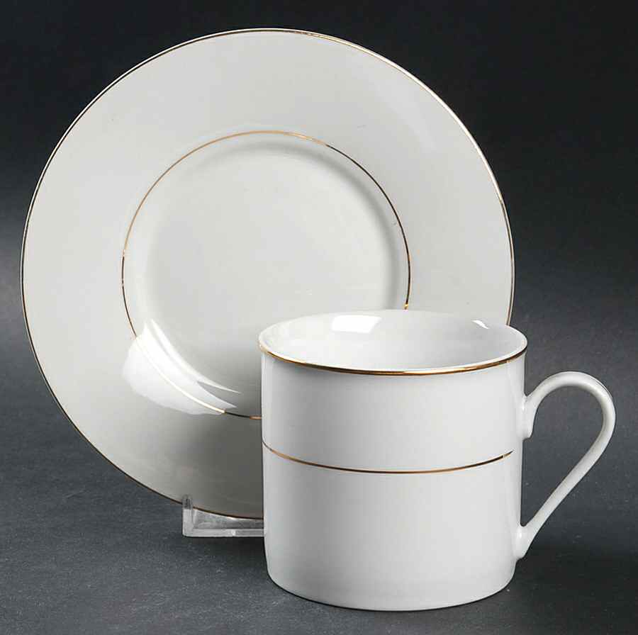 Classic Gold (Rim, Gold Trim & Verge) Flat Cup & Saucer Set by Fairfield-1