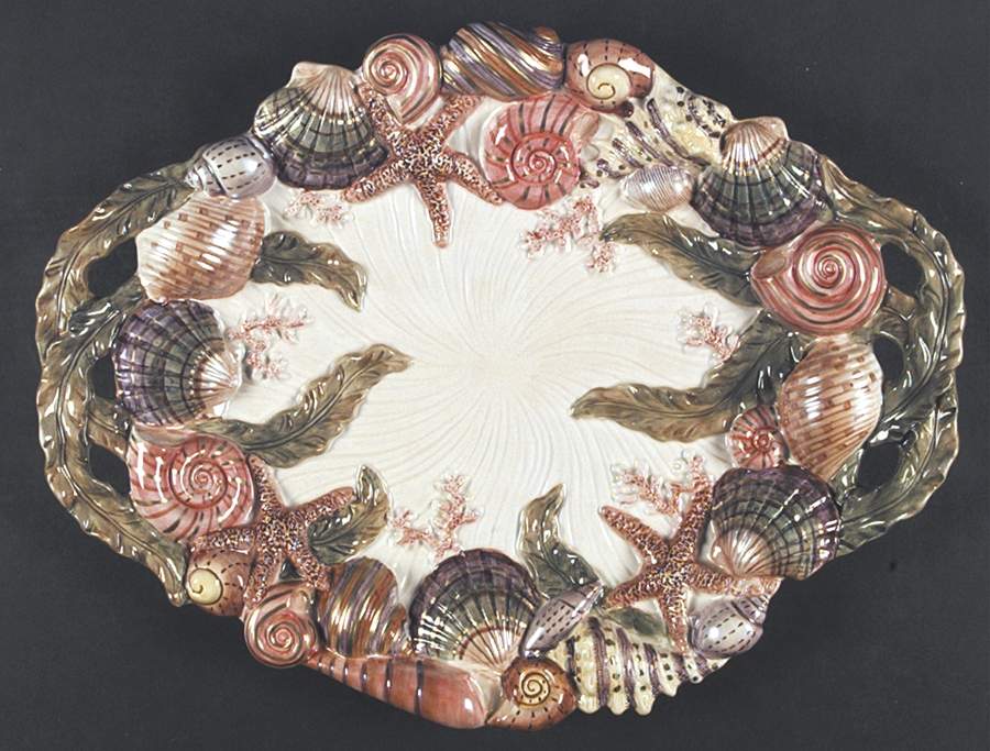 Oceana (Multicolor Shells) 18" Oval Serving Platter by Fitz and Floyd-1