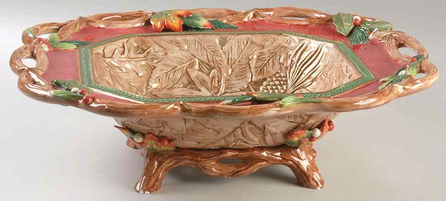 Christmas Lodge 16" Footed Bowl by Fitz and Floyd-1