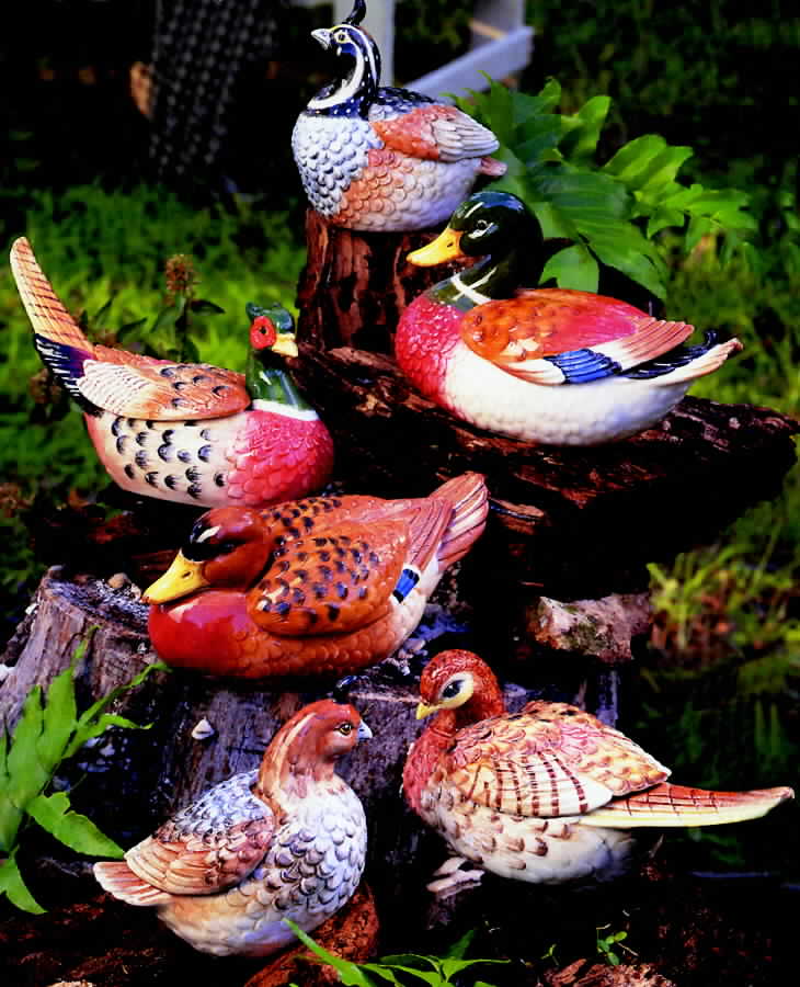 Game Birds Figural Trinket Box & Lid by Fitz and Floyd-1