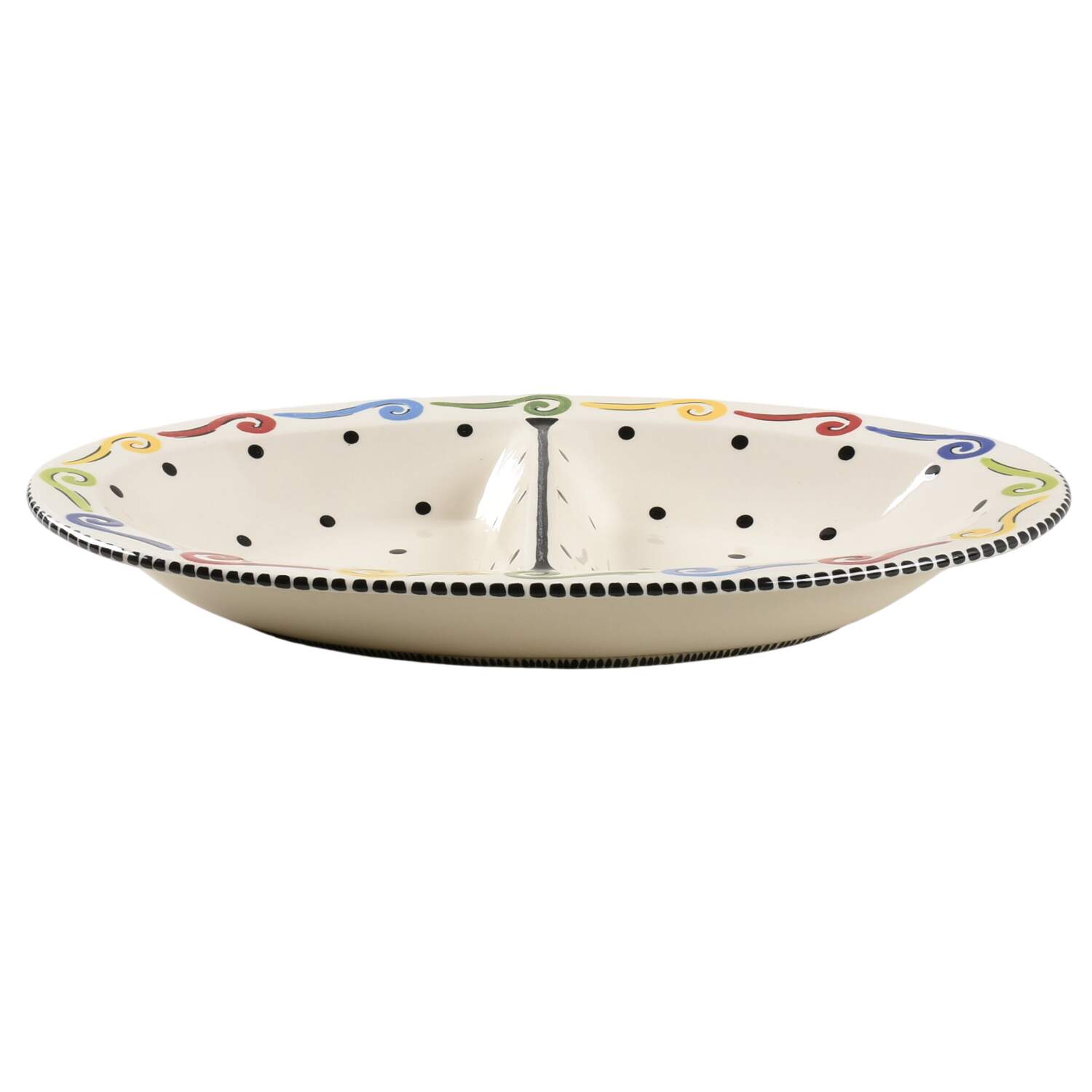 Happy Together 12" Oval Divided Vegetable Bowl by Caffco-1