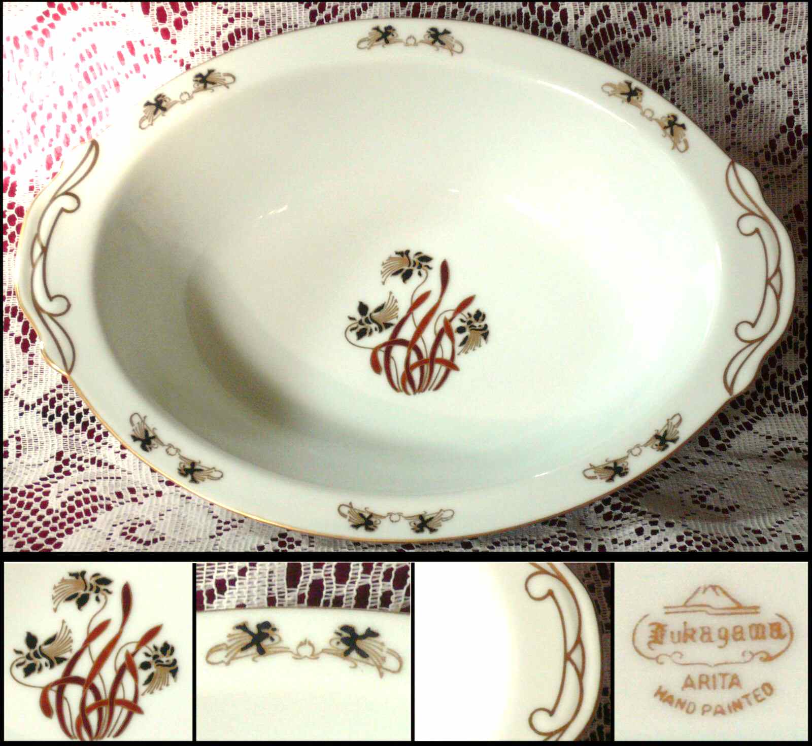 FUK47 9" Oval Vegetable Bowl by Fukagawa-1