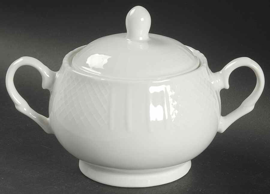 Lattice White Sugar Bowl & Lid by Farberware-1